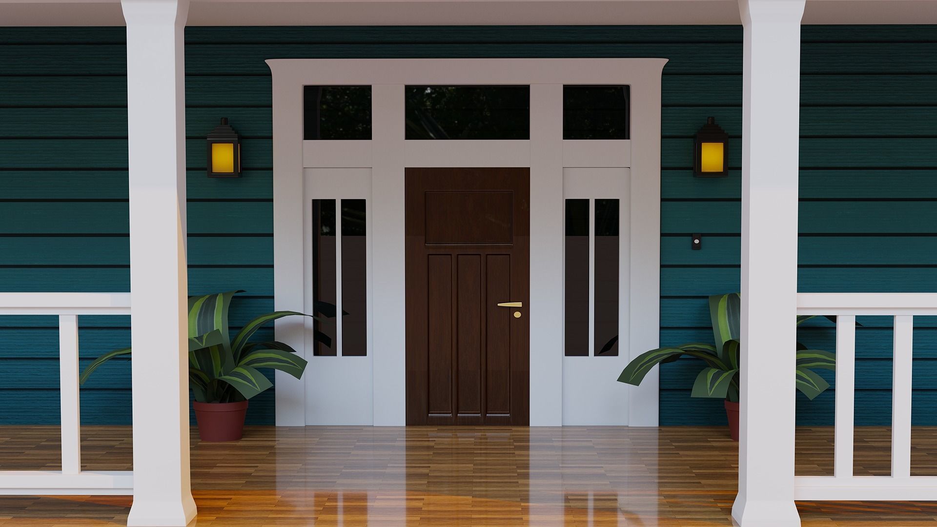 Exterior House Scene 3D Model Low-poly 3D model_6