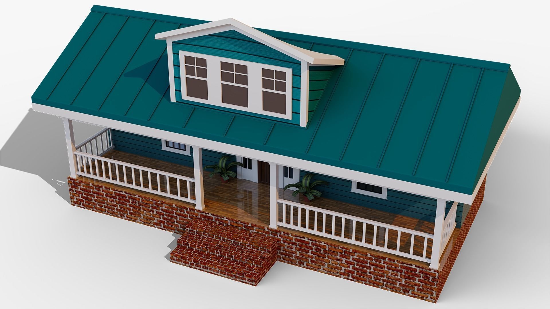 Exterior House Scene 3D Model Low-poly 3D model_7