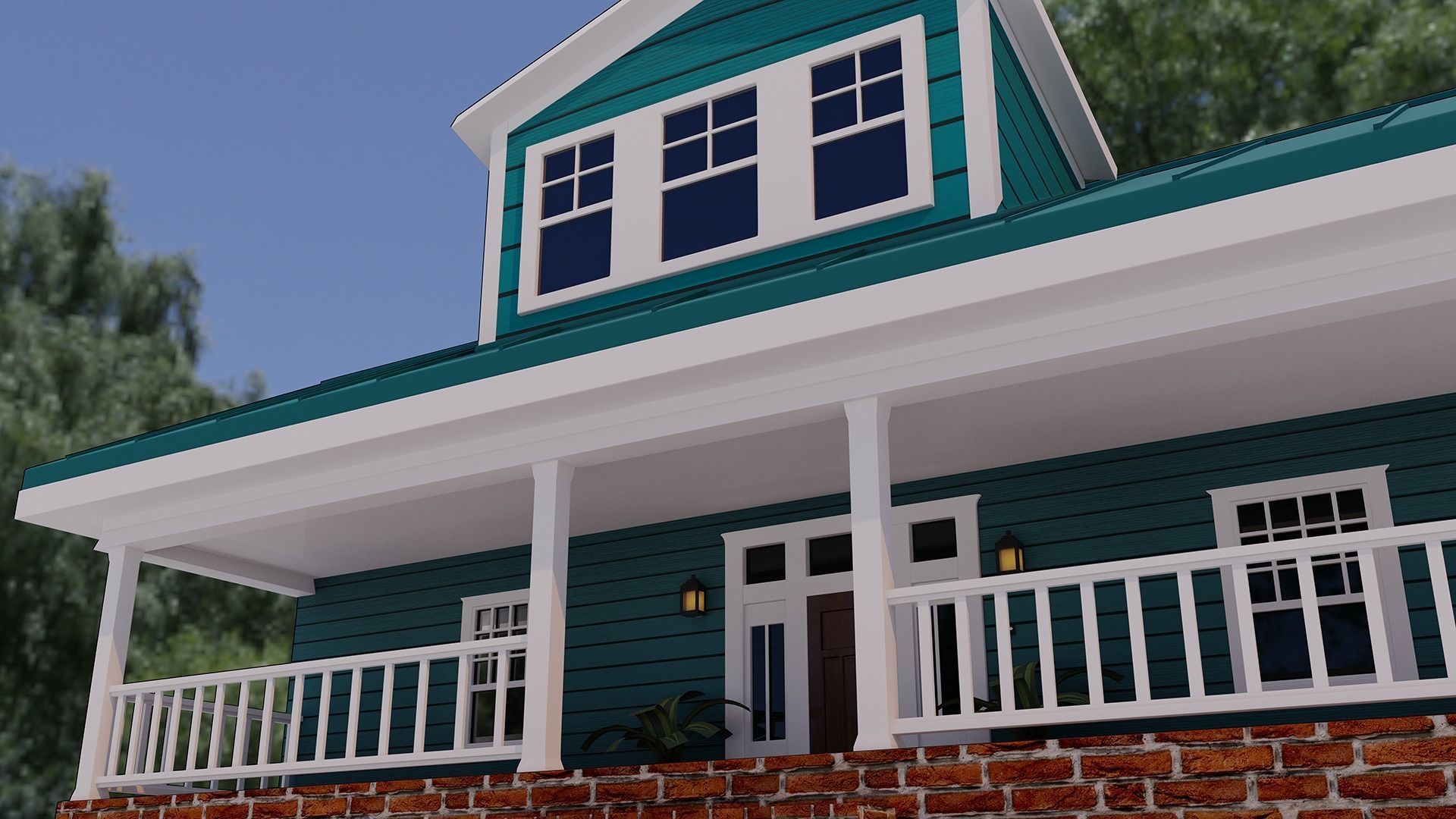 Exterior House Scene 3D Model Low-poly 3D model_3