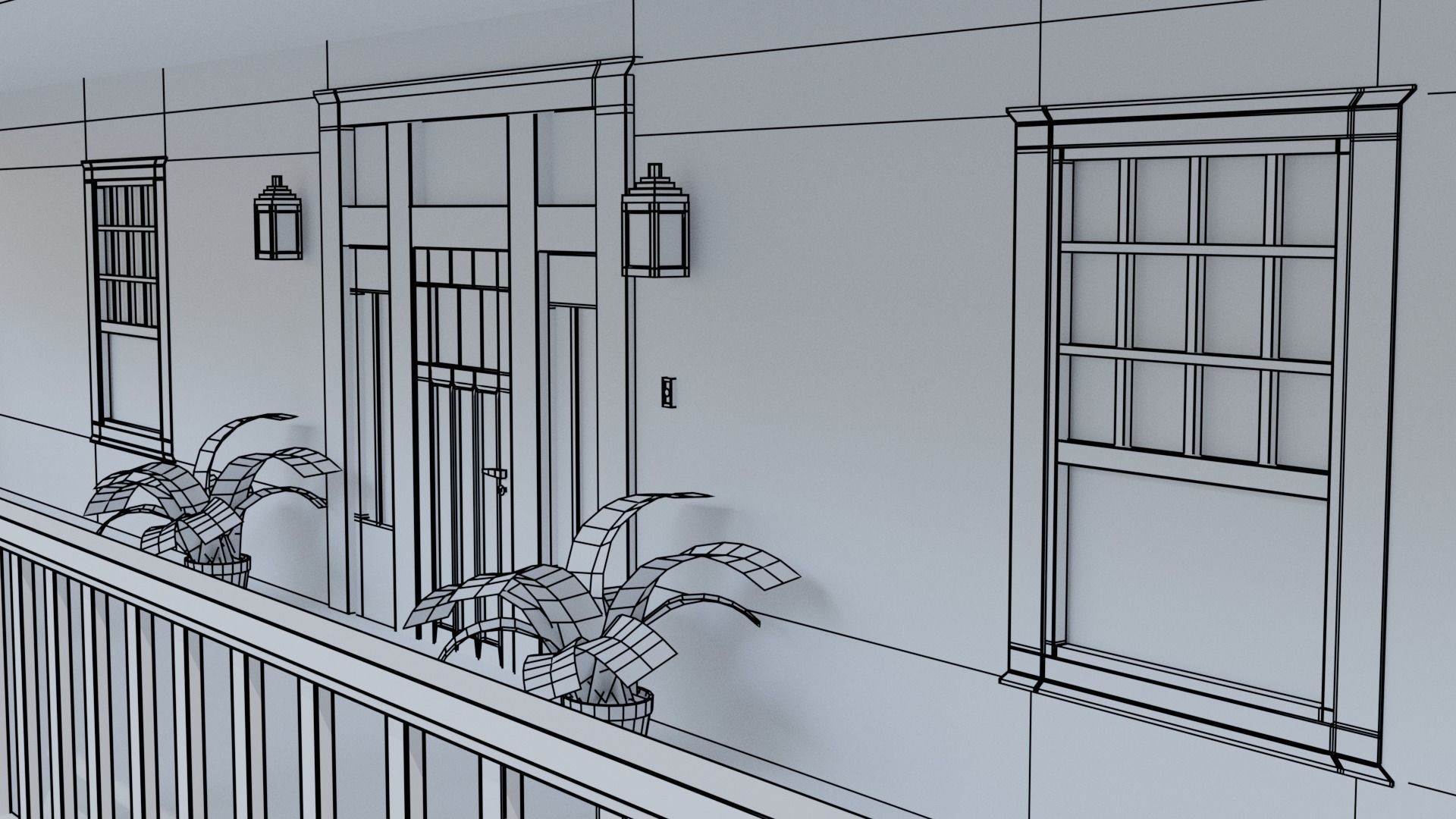 Exterior House Scene 3D Model Low-poly 3D model_11