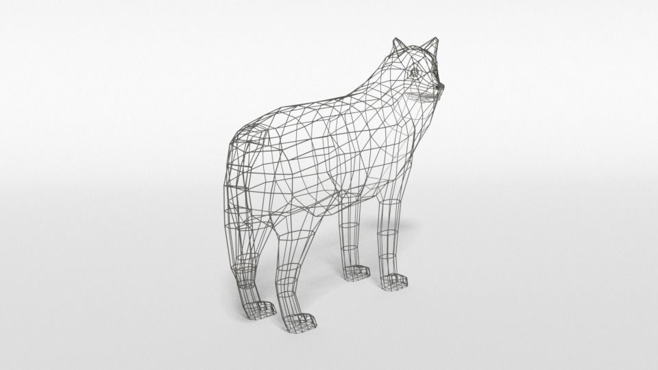 Low Poly Cartoon Grey Wolf Low-poly 3D model_12