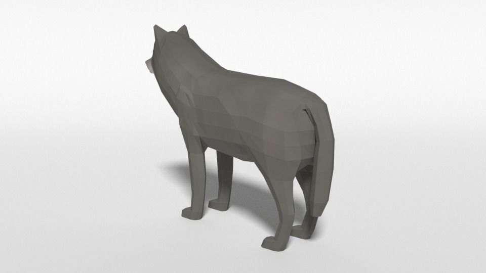 Low Poly Cartoon Grey Wolf Low-poly 3D model_7