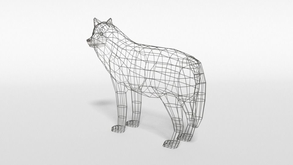 Low Poly Cartoon Grey Wolf Low-poly 3D model_13
