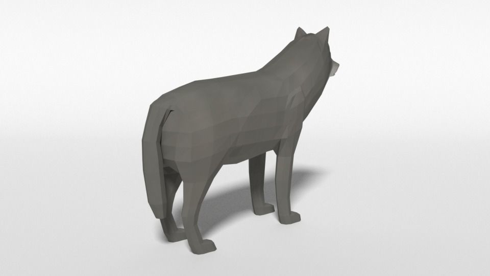 Low Poly Cartoon Grey Wolf Low-poly 3D model_4