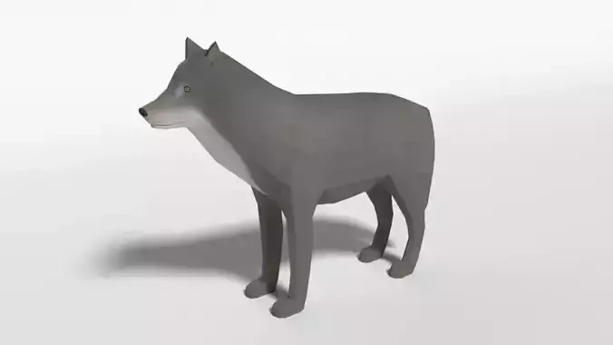 Low Poly Cartoon Grey Wolf Low-poly 3D model