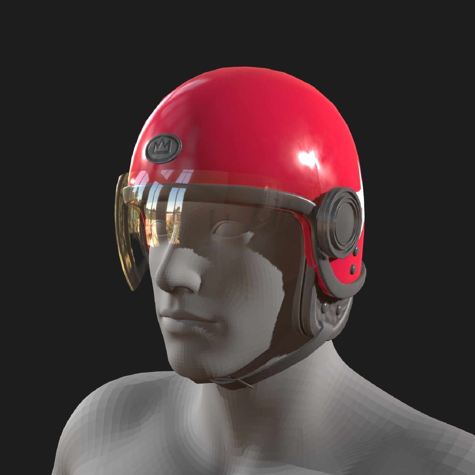 Helmet scifi racer Generic sport Color 3d model  Low-poly 3D model_7