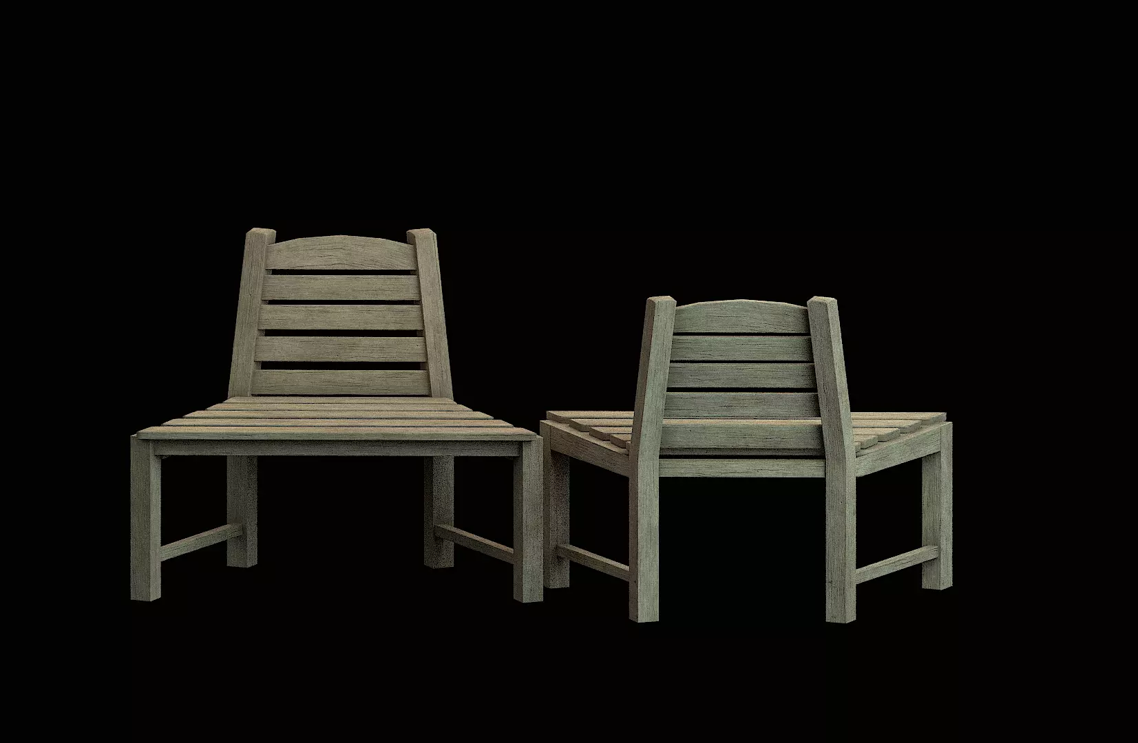 Wooden Seat Low-poly 3D model