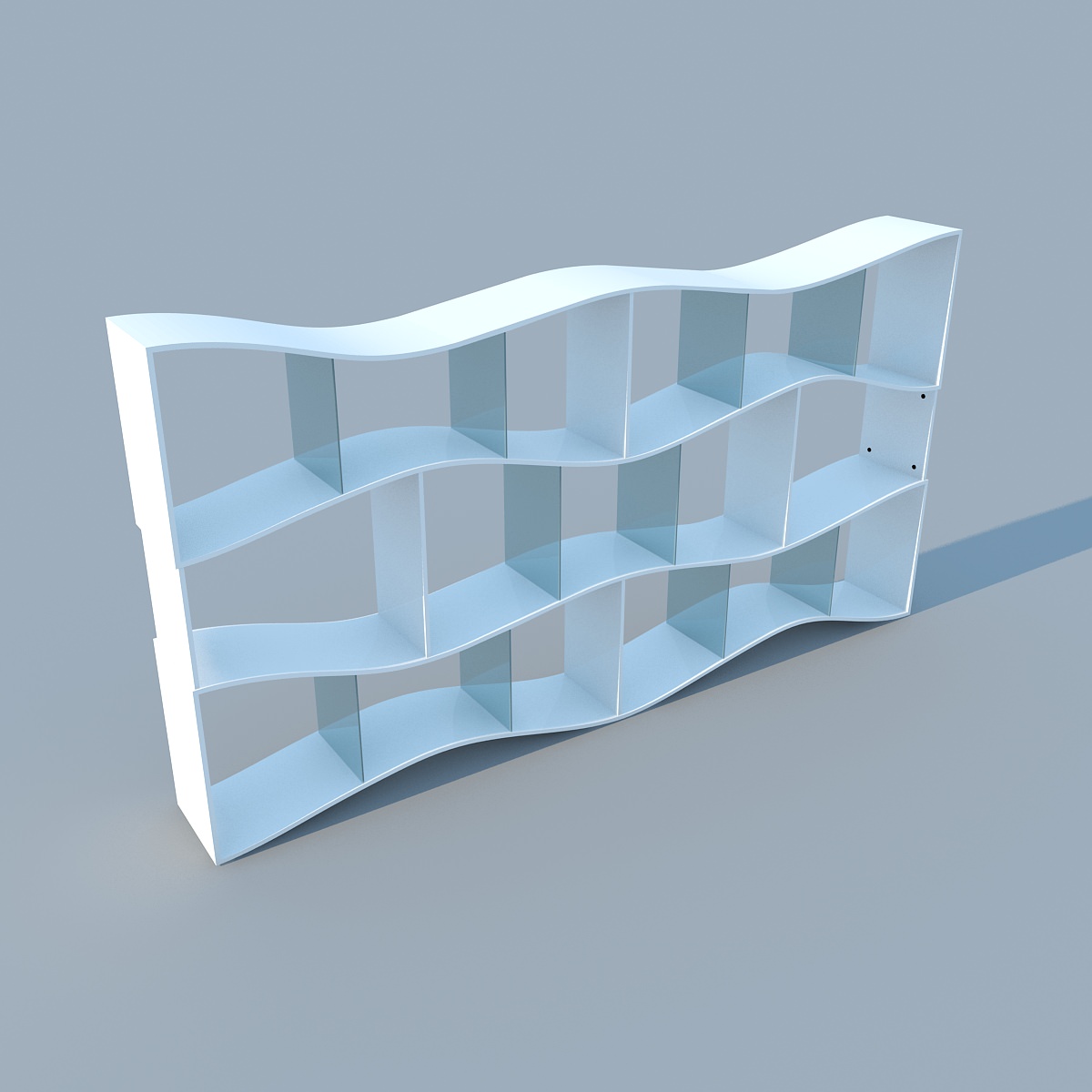Bookshelf shelf with wave pattern 3D model_2