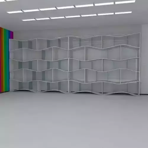 Bookshelf shelf with wave pattern