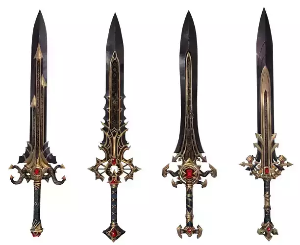 Set of Swords Low-poly 3D model
