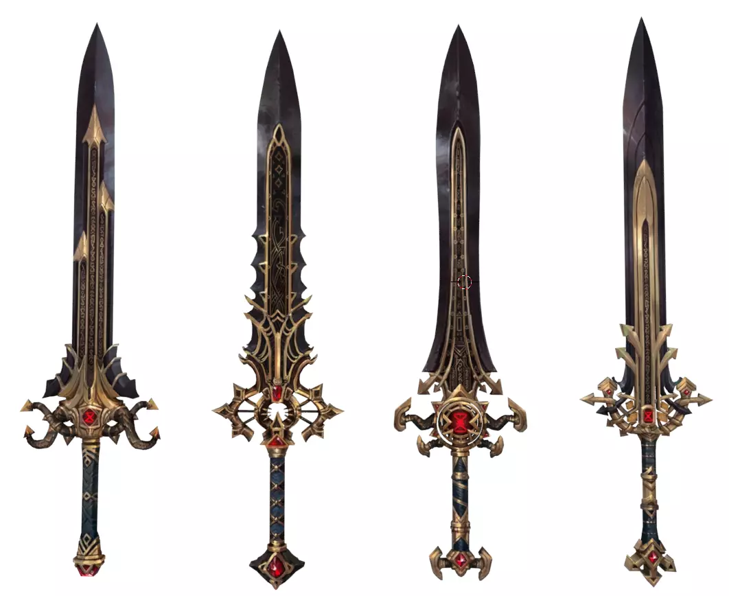 Set of Swords Low-poly 3D model_0