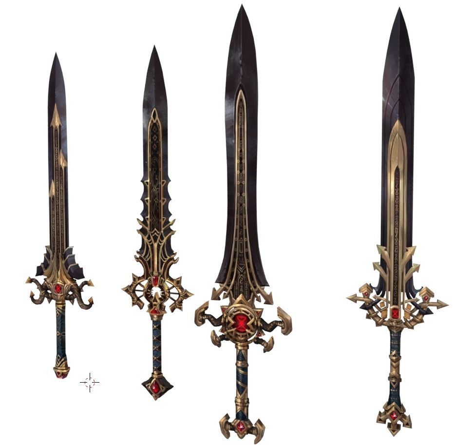 Set of Swords Low-poly 3D model_4