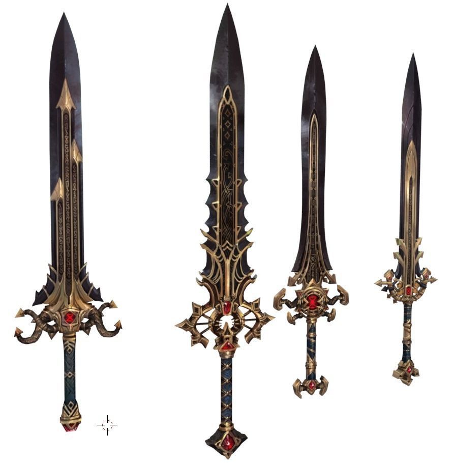 Set of Swords Low-poly 3D model_2