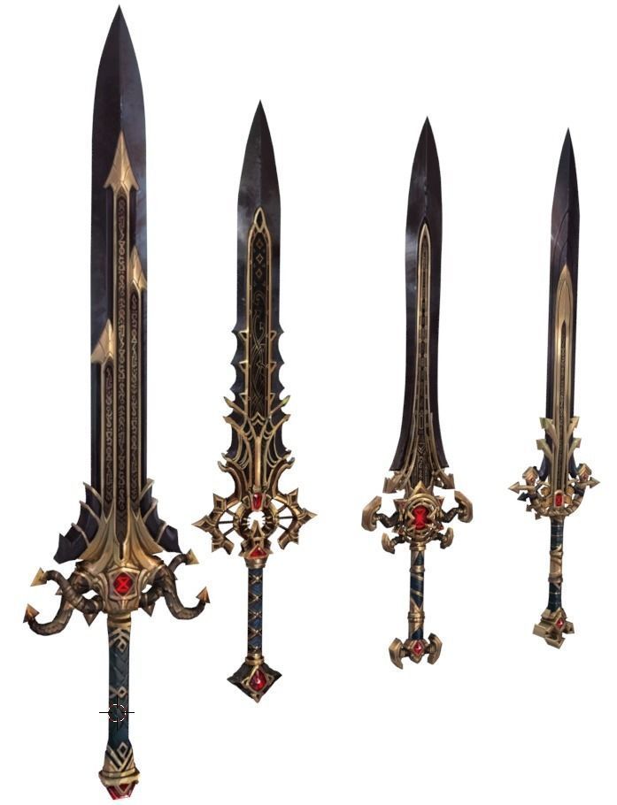 Set of Swords Low-poly 3D model_1