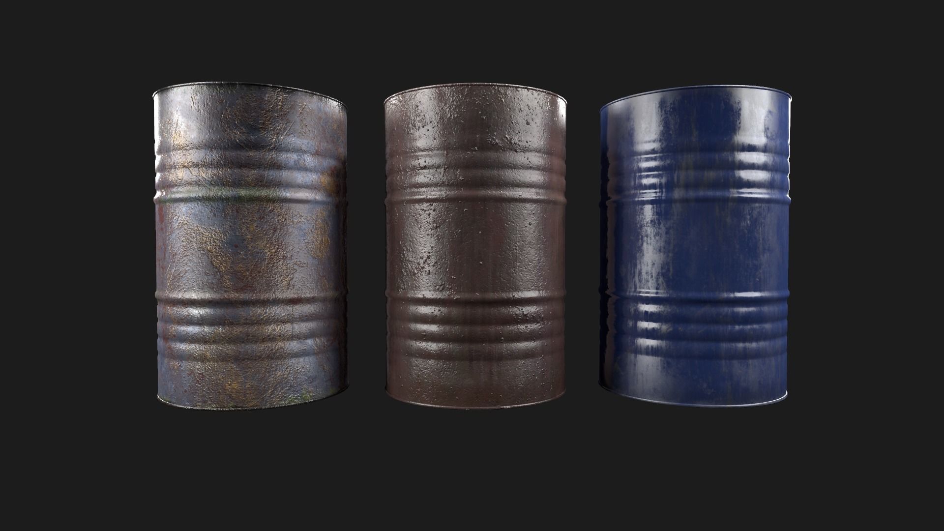 Detailed Barrel Pack Low-poly 3D model_6