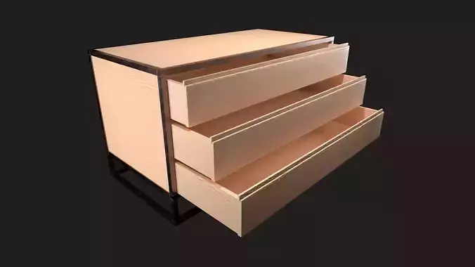 Minimalistic and Modern Openable Chest of Drawers Low-poly 3D model
