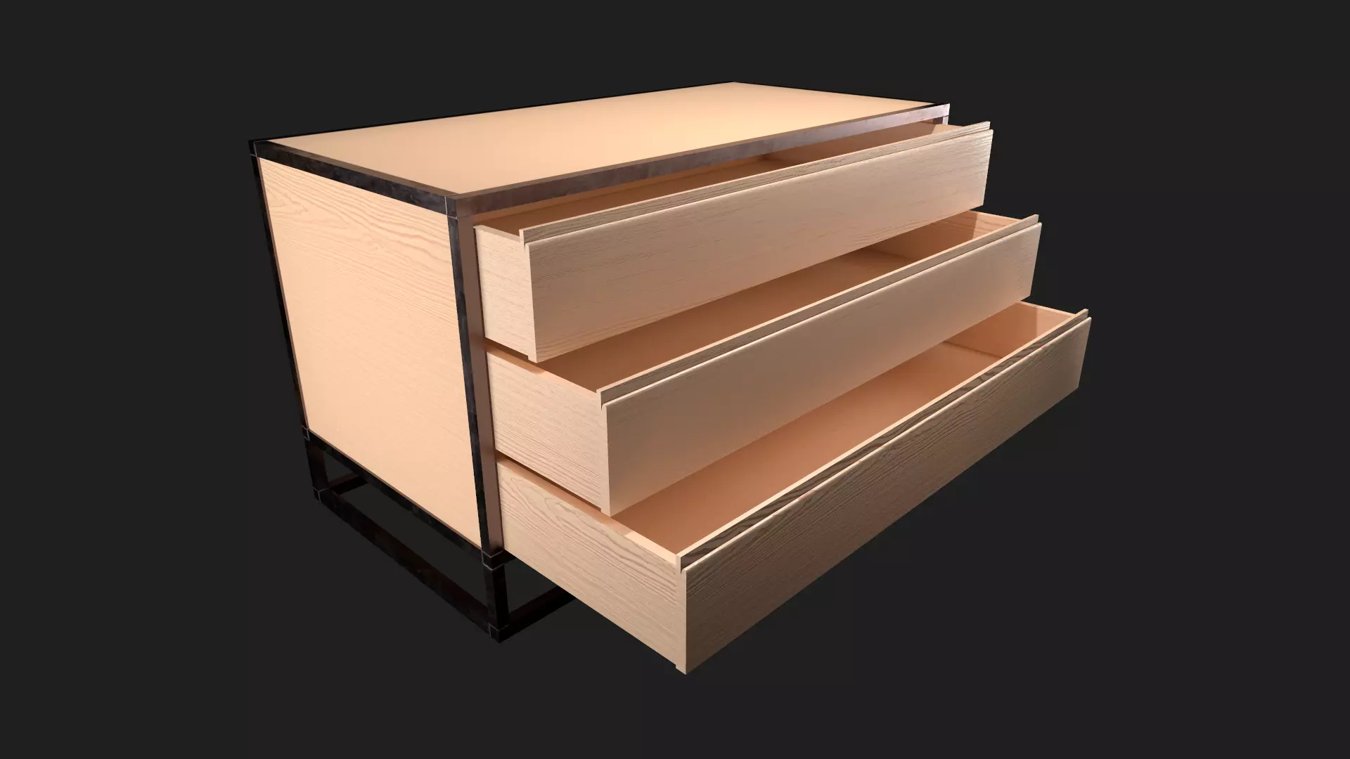 Minimalistic and Modern Openable Chest of Drawers Low-poly 3D model_0