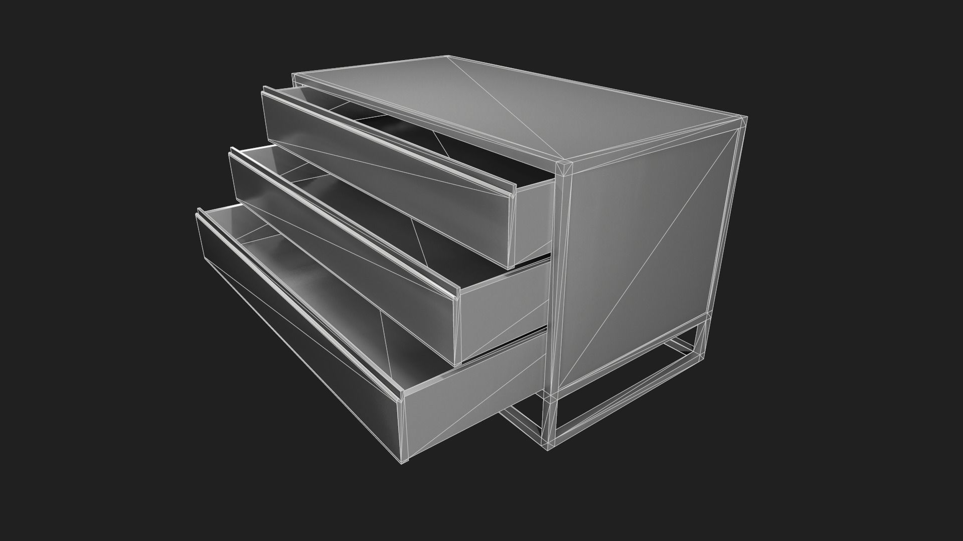 Minimalistic and Modern Openable Chest of Drawers Low-poly 3D model_11