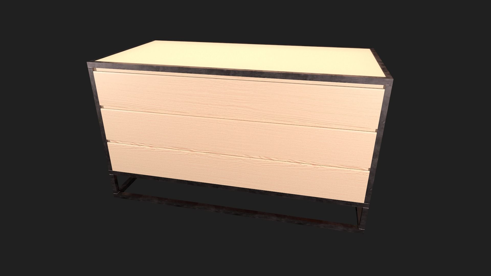 Minimalistic and Modern Openable Chest of Drawers Low-poly 3D model_2