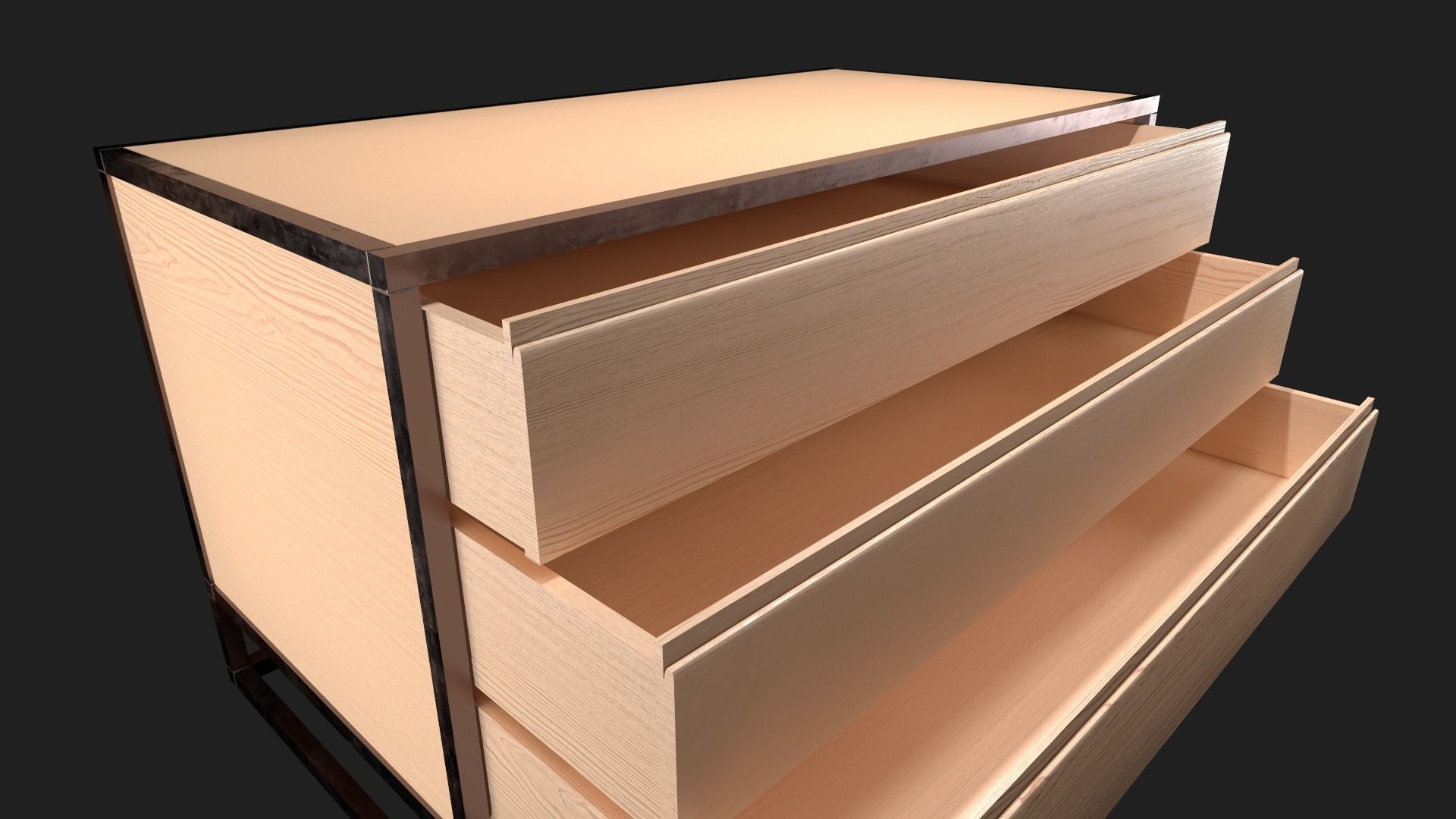 Minimalistic and Modern Openable Chest of Drawers Low-poly 3D model_9