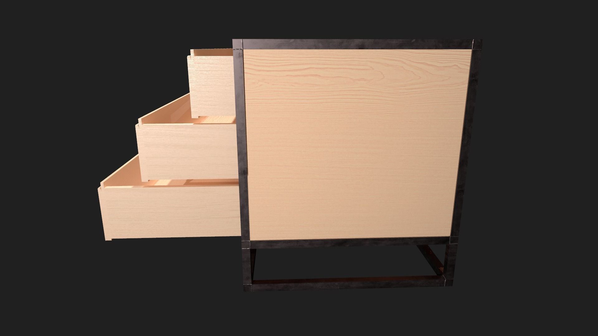 Minimalistic and Modern Openable Chest of Drawers Low-poly 3D model_6