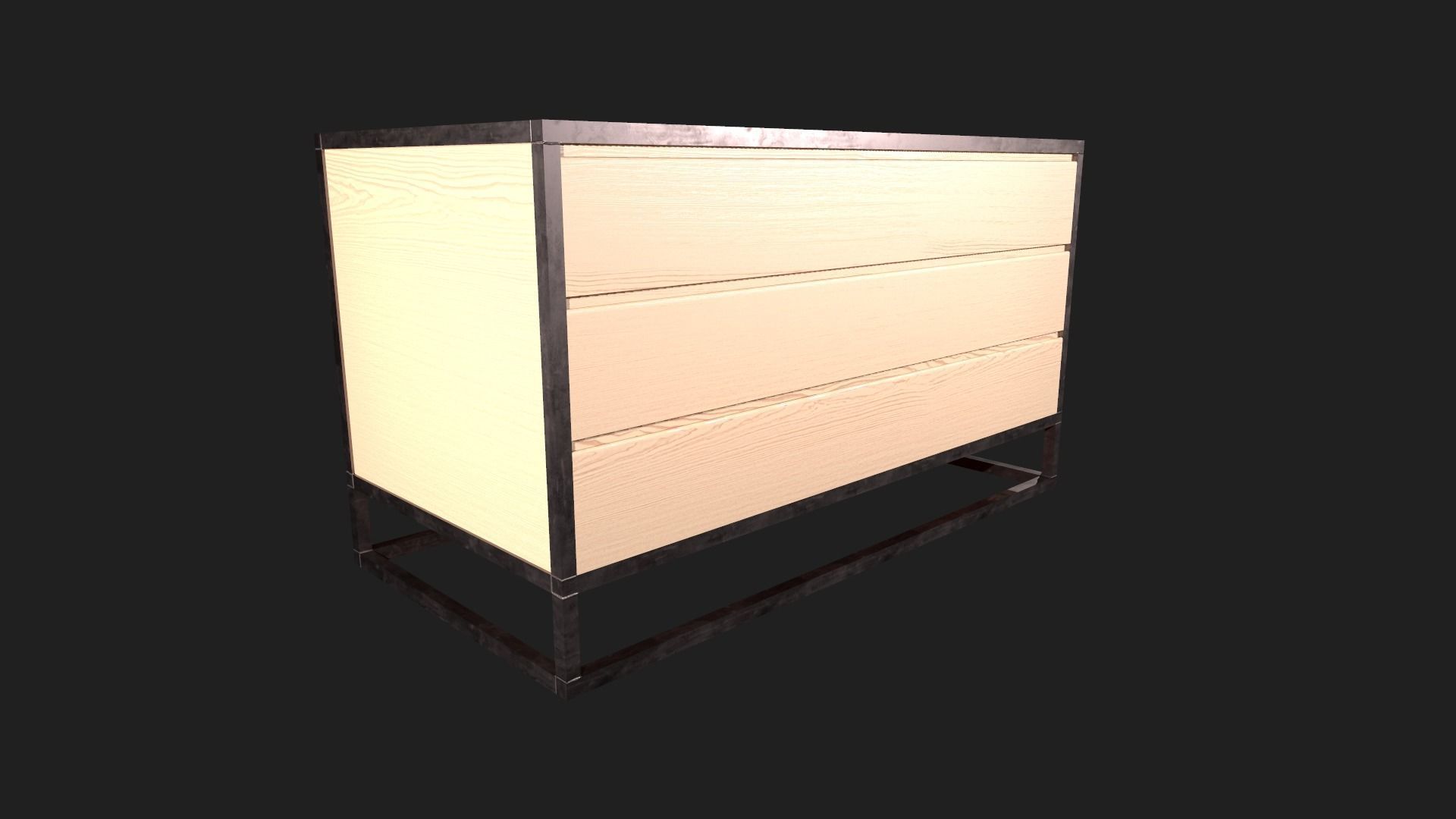 Minimalistic and Modern Openable Chest of Drawers Low-poly 3D model_4