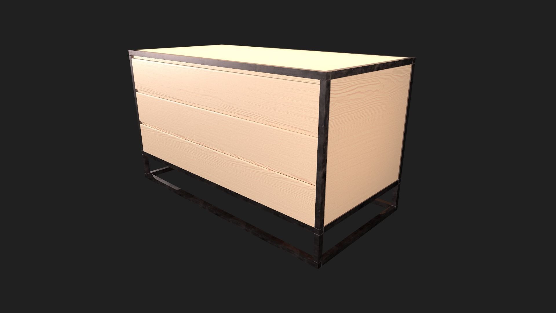 Minimalistic and Modern Openable Chest of Drawers Low-poly 3D model_5