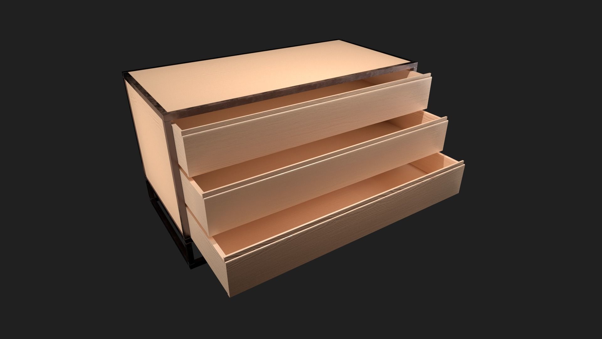 Minimalistic and Modern Openable Chest of Drawers Low-poly 3D model_10