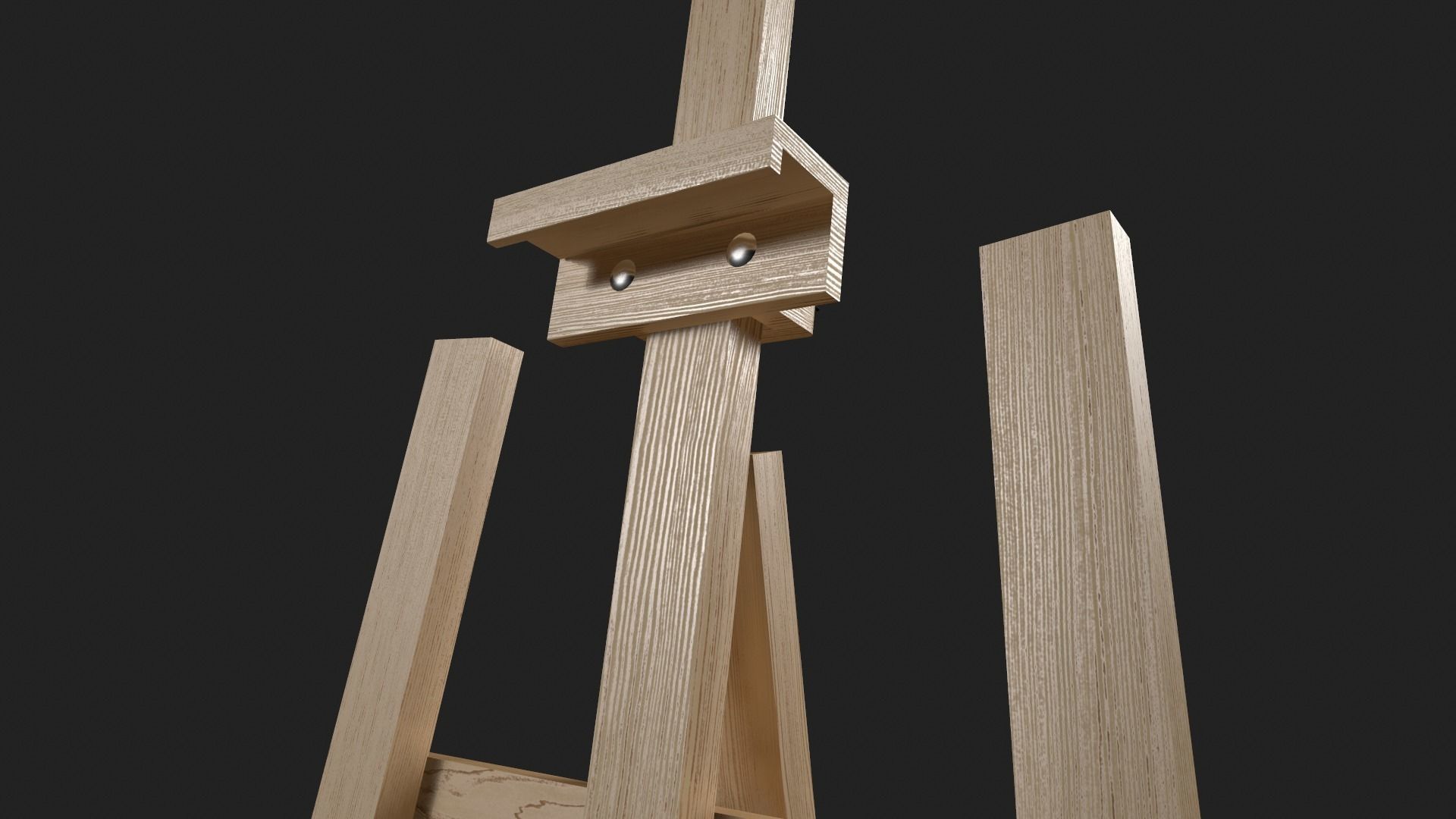 Simple Easel Low-poly 3D model_8