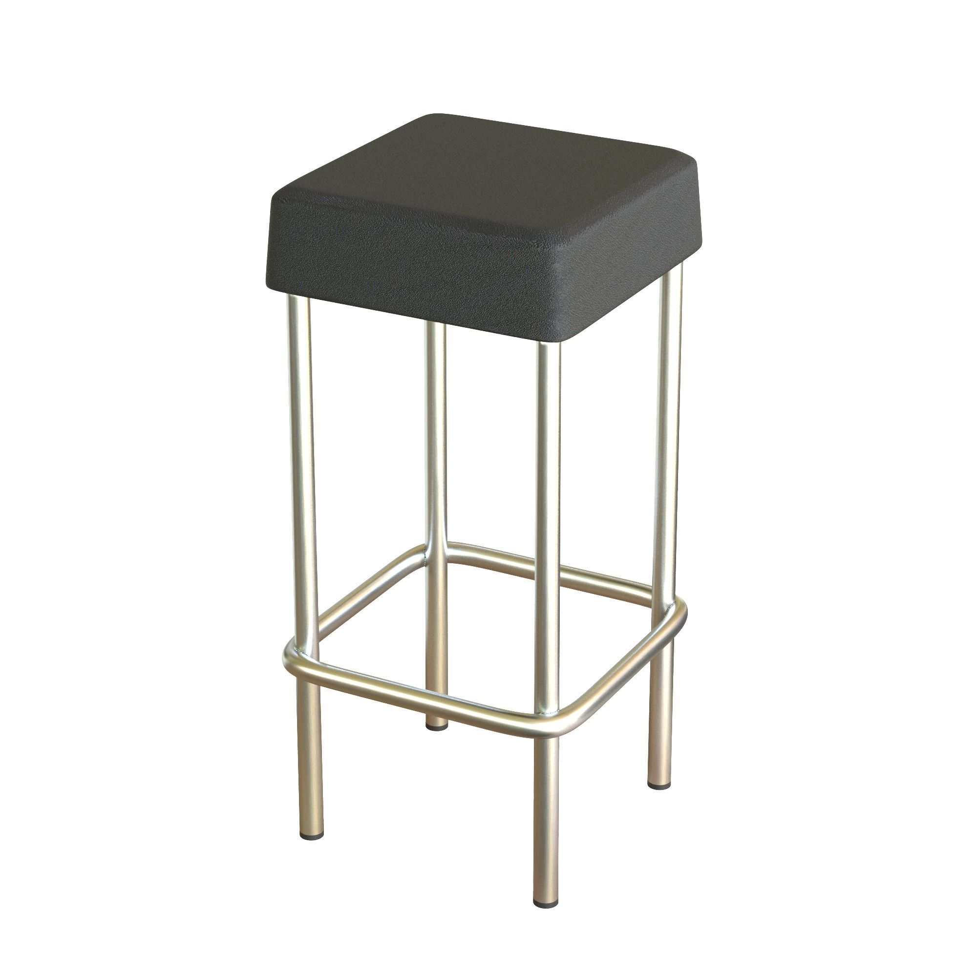 Bar Stool Leather Low-poly 3D model_5