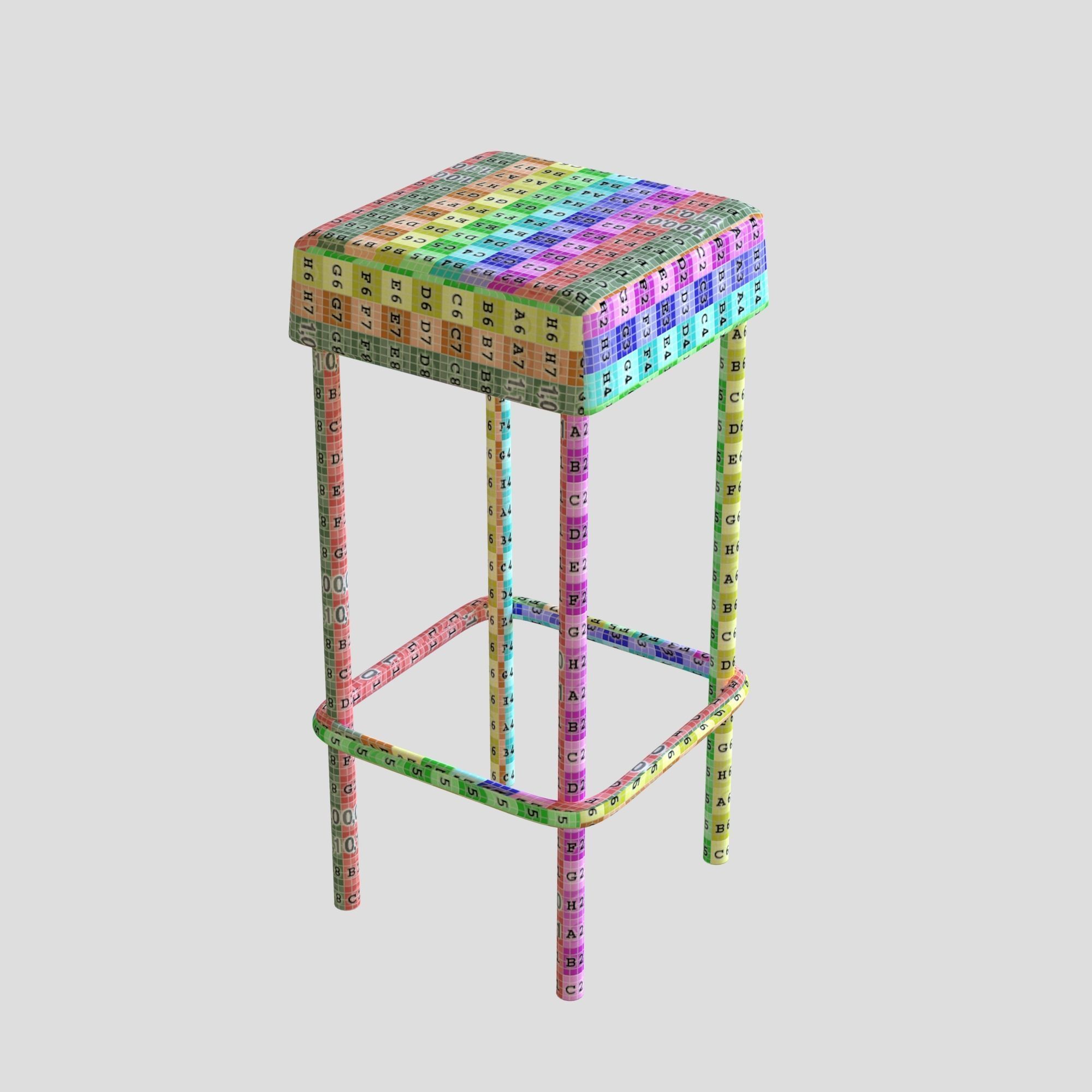 Bar Stool Leather Low-poly 3D model_11
