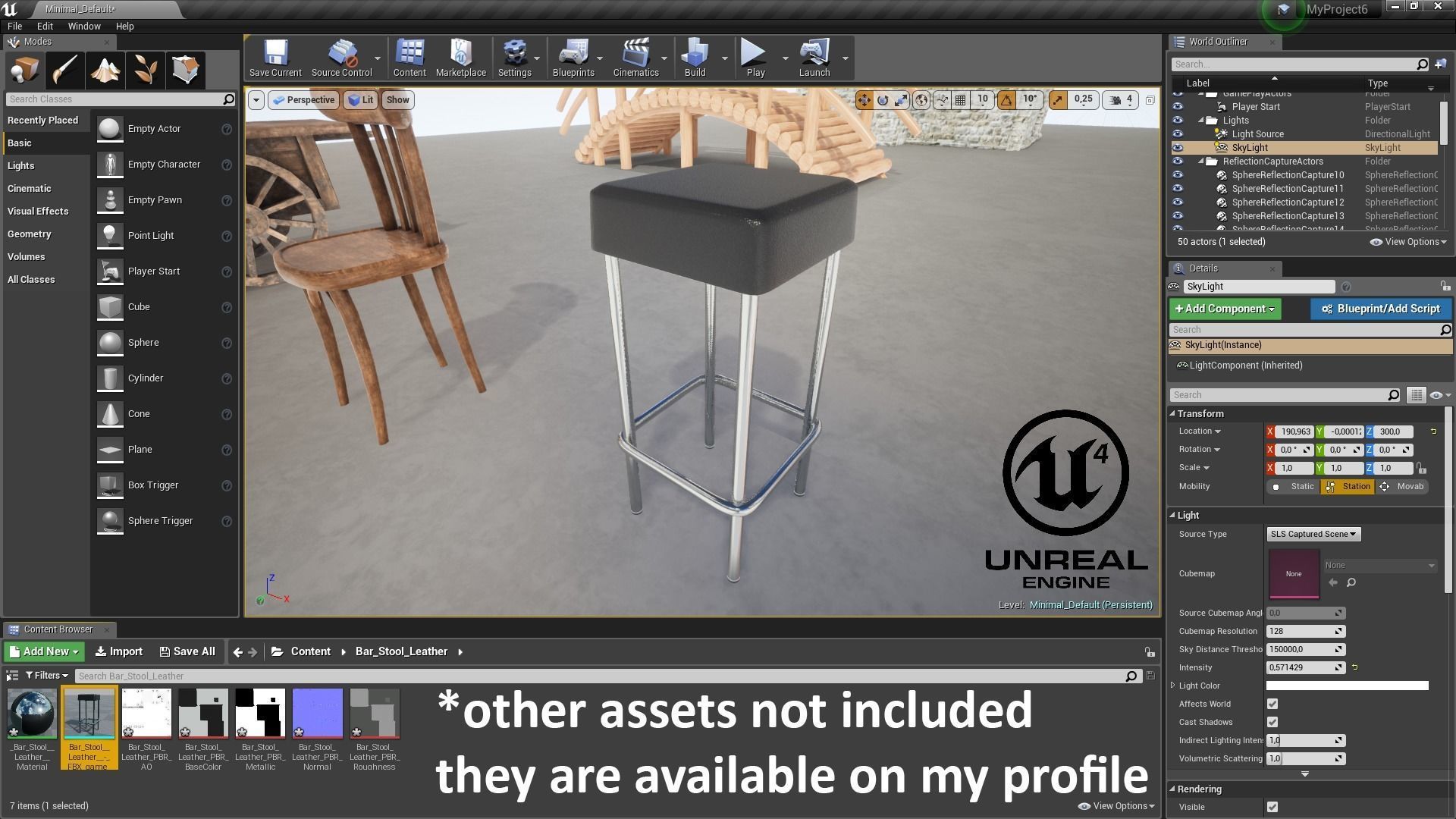 Bar Stool Leather Low-poly 3D model_9