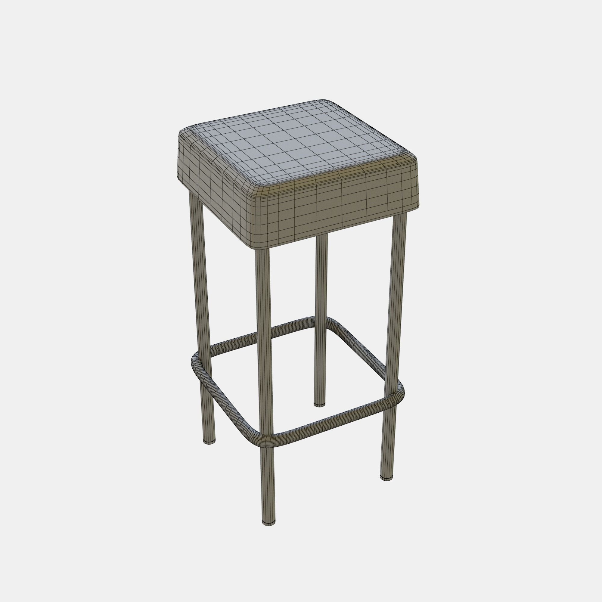 Bar Stool Leather Low-poly 3D model_12
