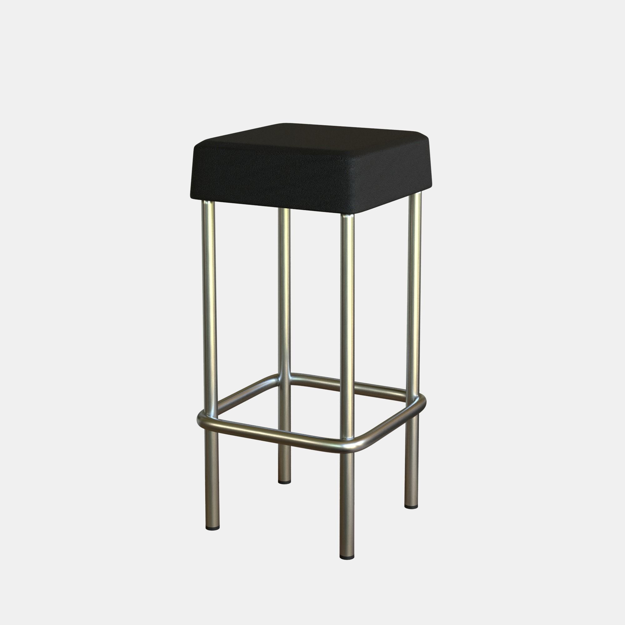 Bar Stool Leather Low-poly 3D model_4