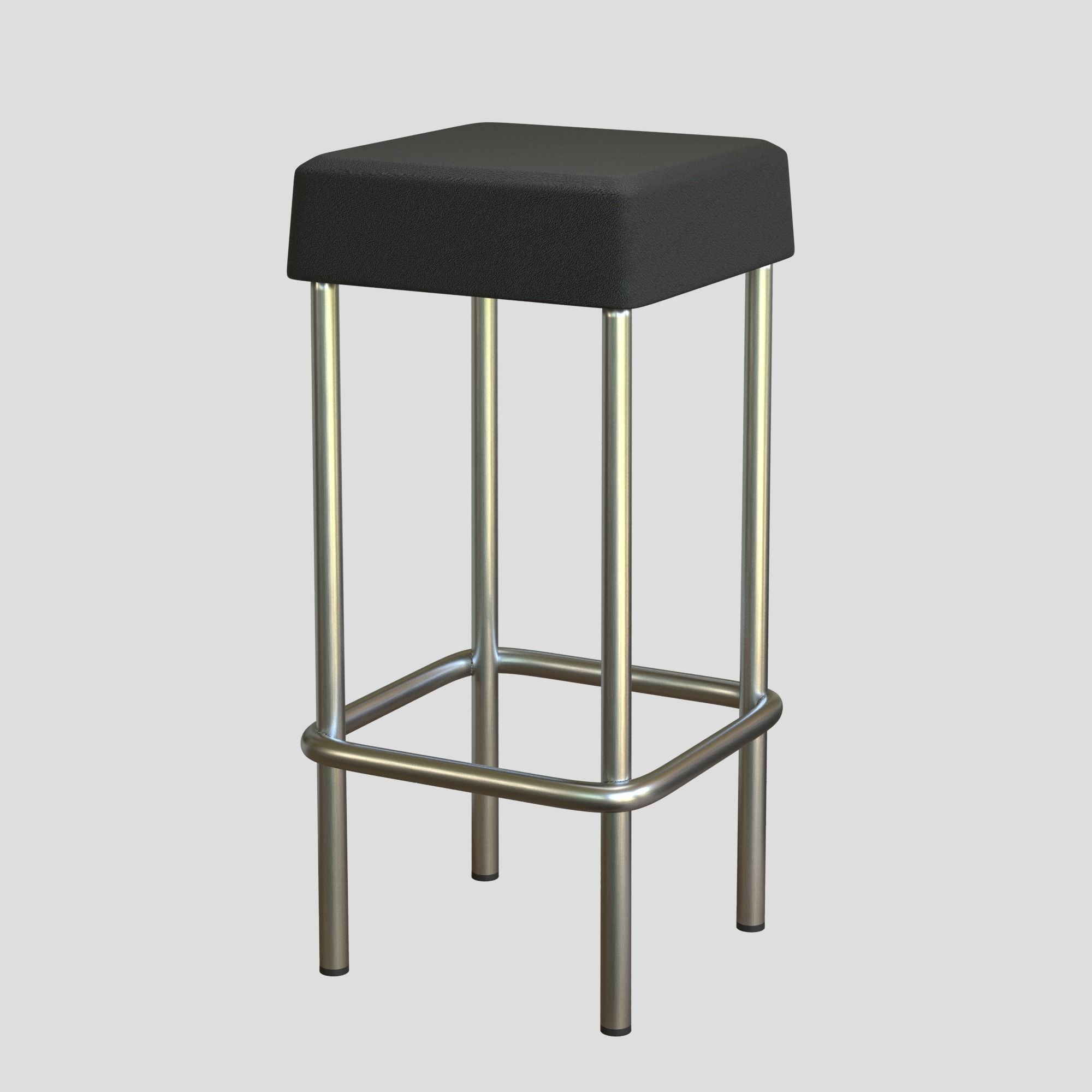 Bar Stool Leather Low-poly 3D model_1