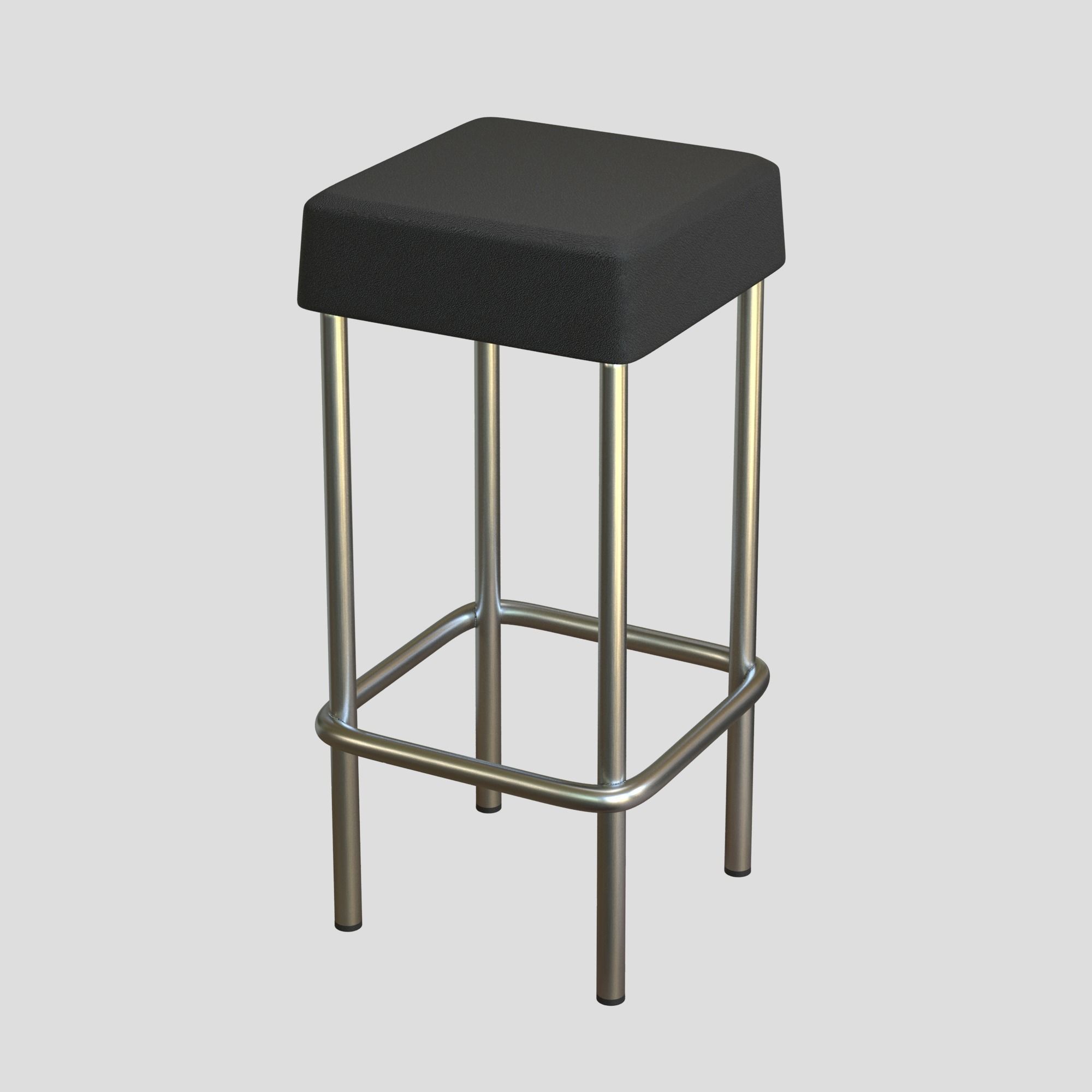 Bar Stool Leather Low-poly 3D model_2