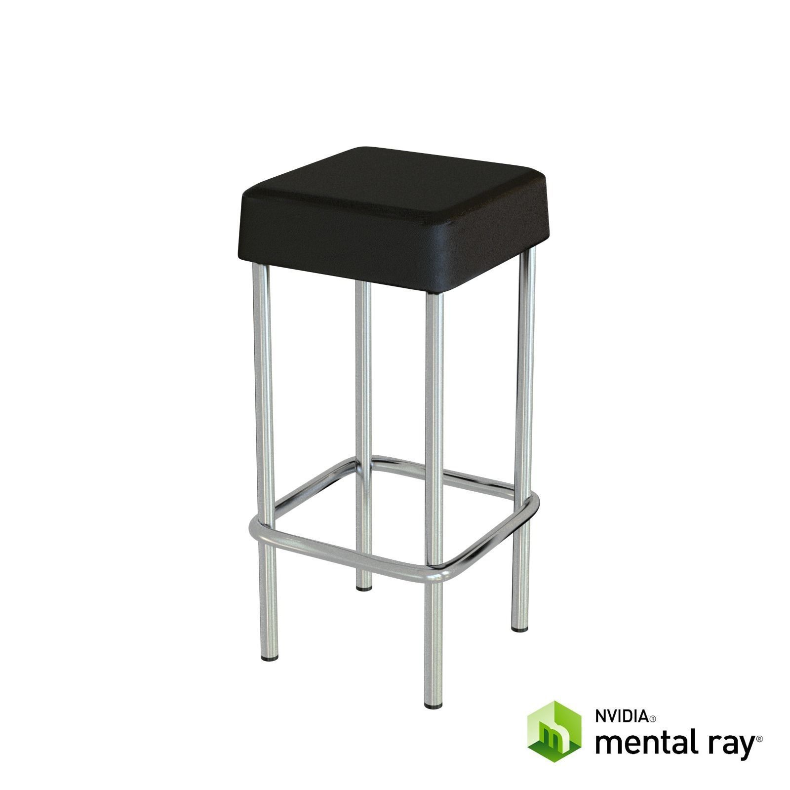 Bar Stool Leather Low-poly 3D model_8