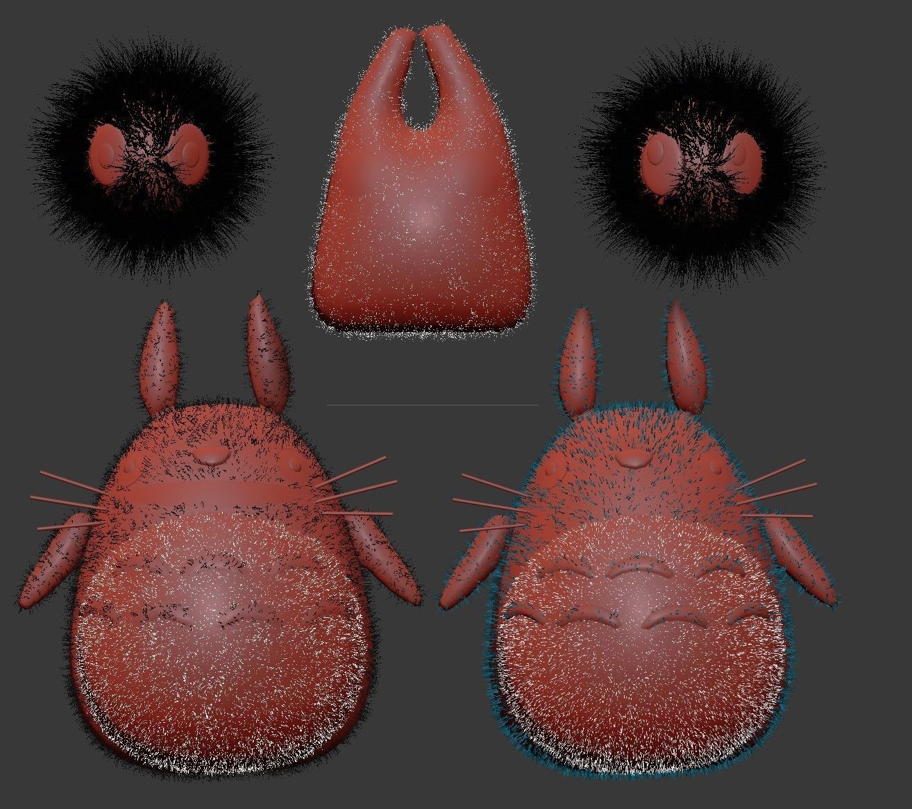 TotoroSet three totoro stuffed animals 3D model_3
