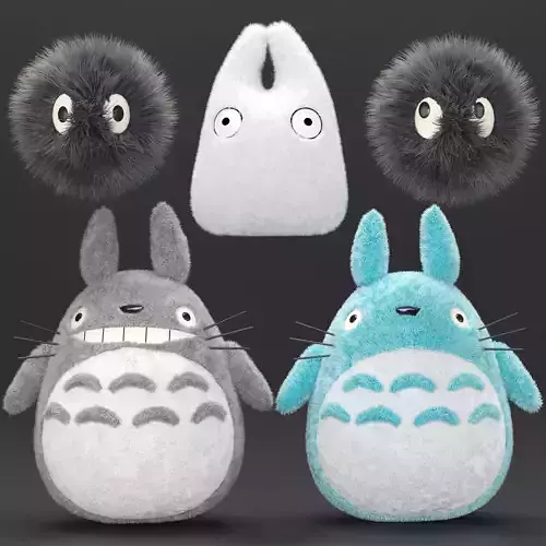 TotoroSet three totoro stuffed animals 3D model