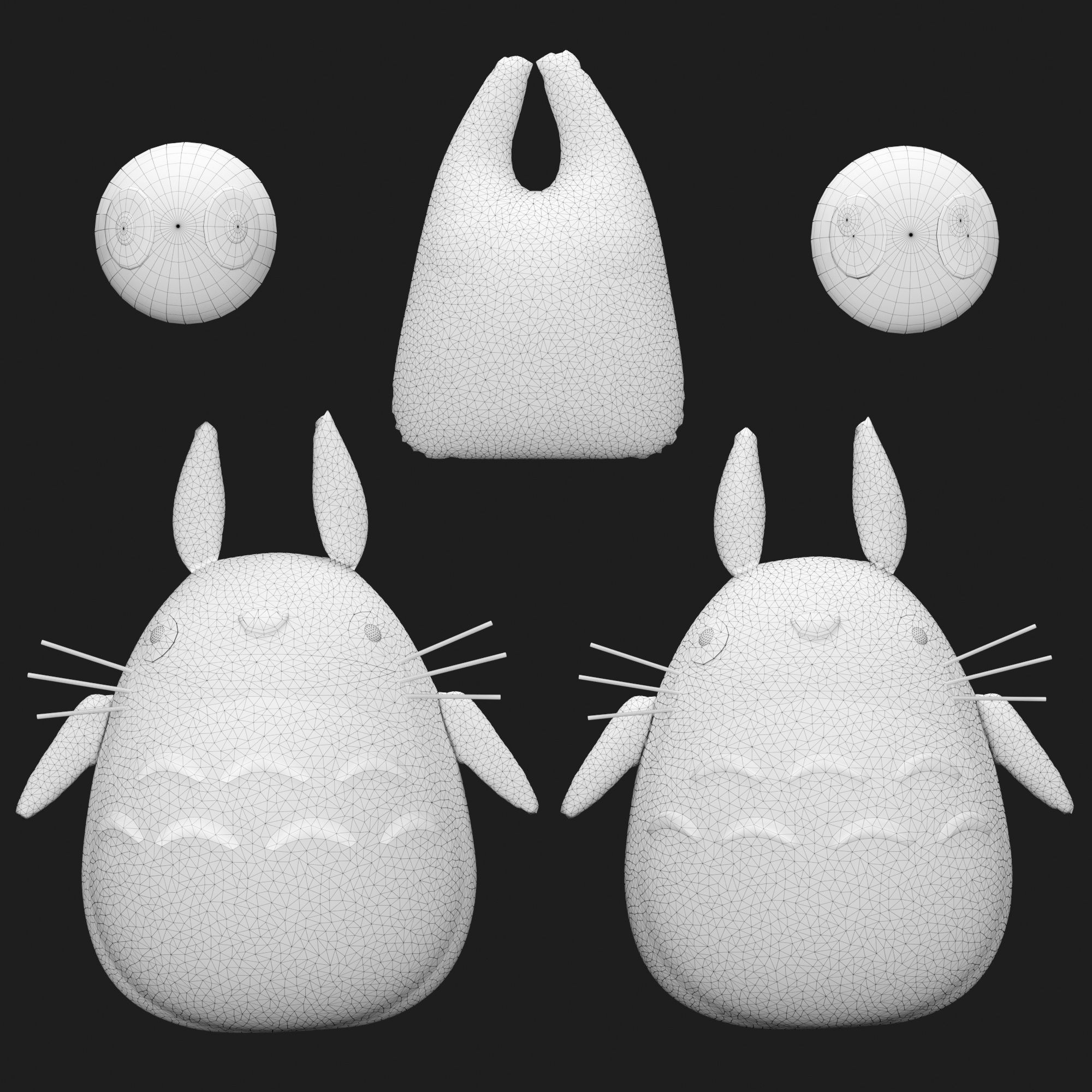 TotoroSet three totoro stuffed animals 3D model_1