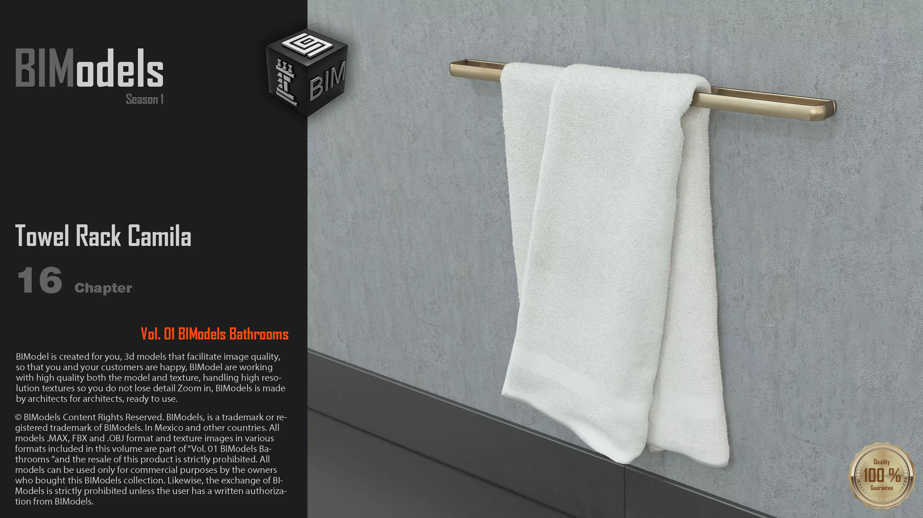 0116 Long Towel Rail Camila 3D model