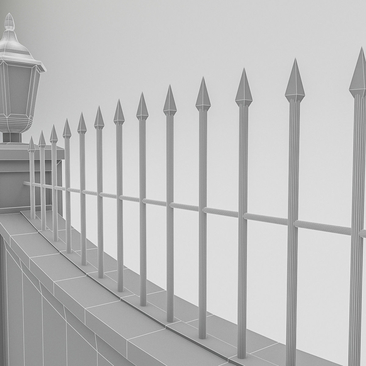 Garden Wall Low-poly 3D model_7