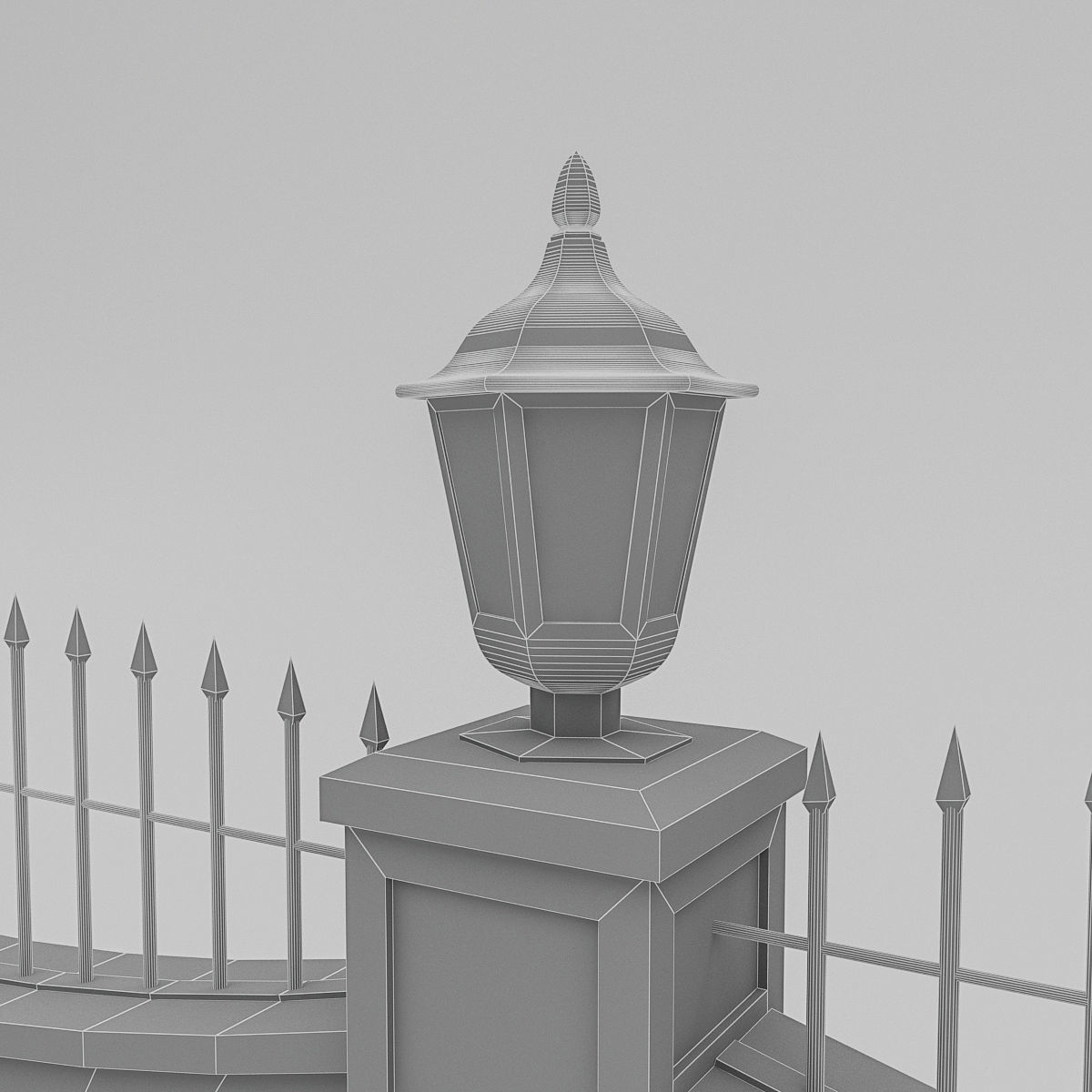 Garden Wall Low-poly 3D model_5