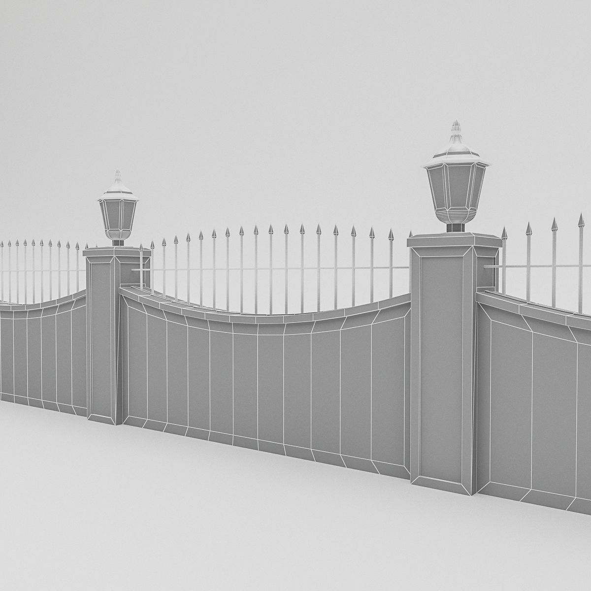 Garden Wall Low-poly 3D model_4