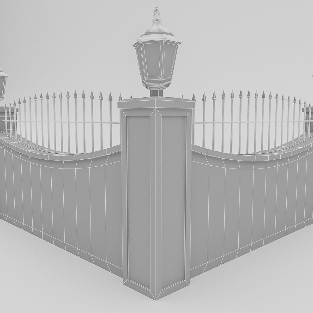 Garden Wall Low-poly 3D model_6