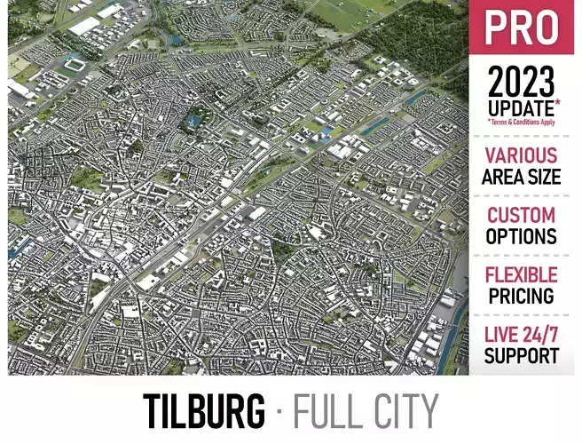 Tilburg  Low-poly 3D model
