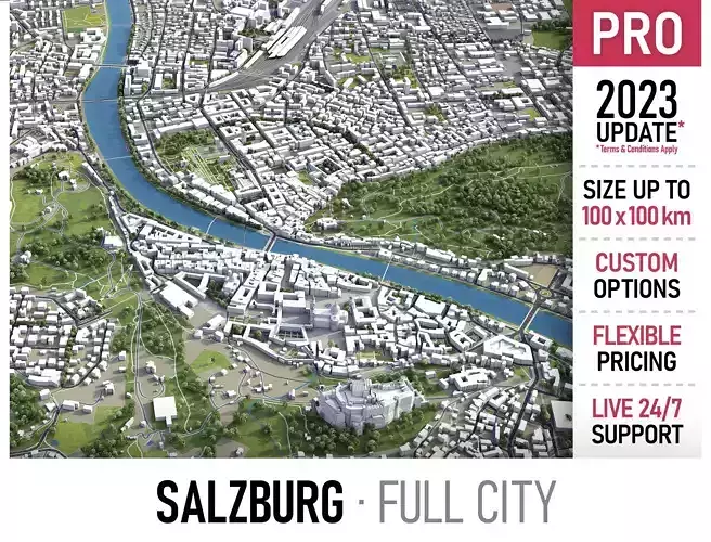 Salzburg Low-poly 3D model