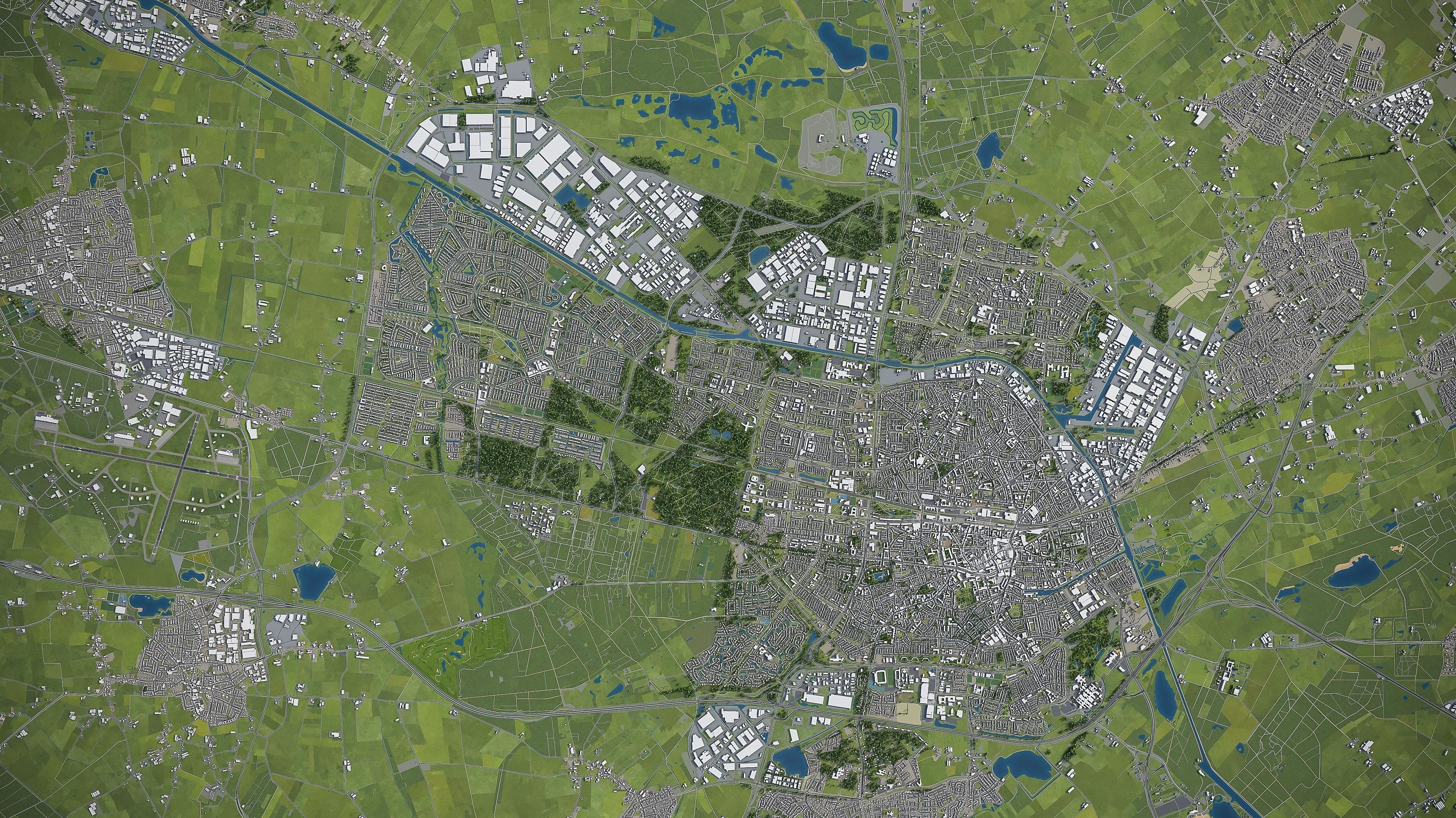 Breda and Tilburg - city and surroundings Low-poly 3D model_10