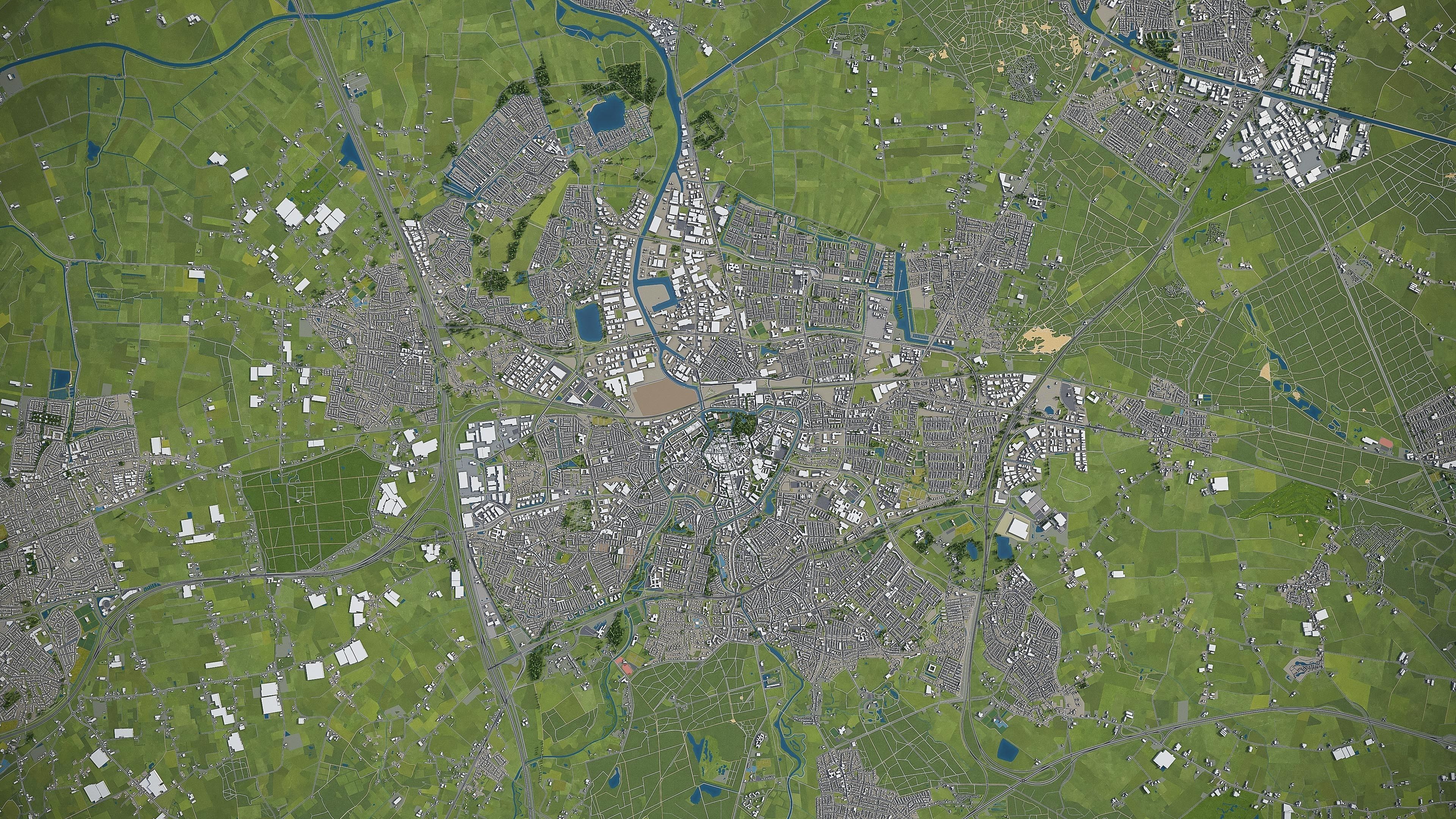 Breda and Tilburg - city and surroundings Low-poly 3D model_18