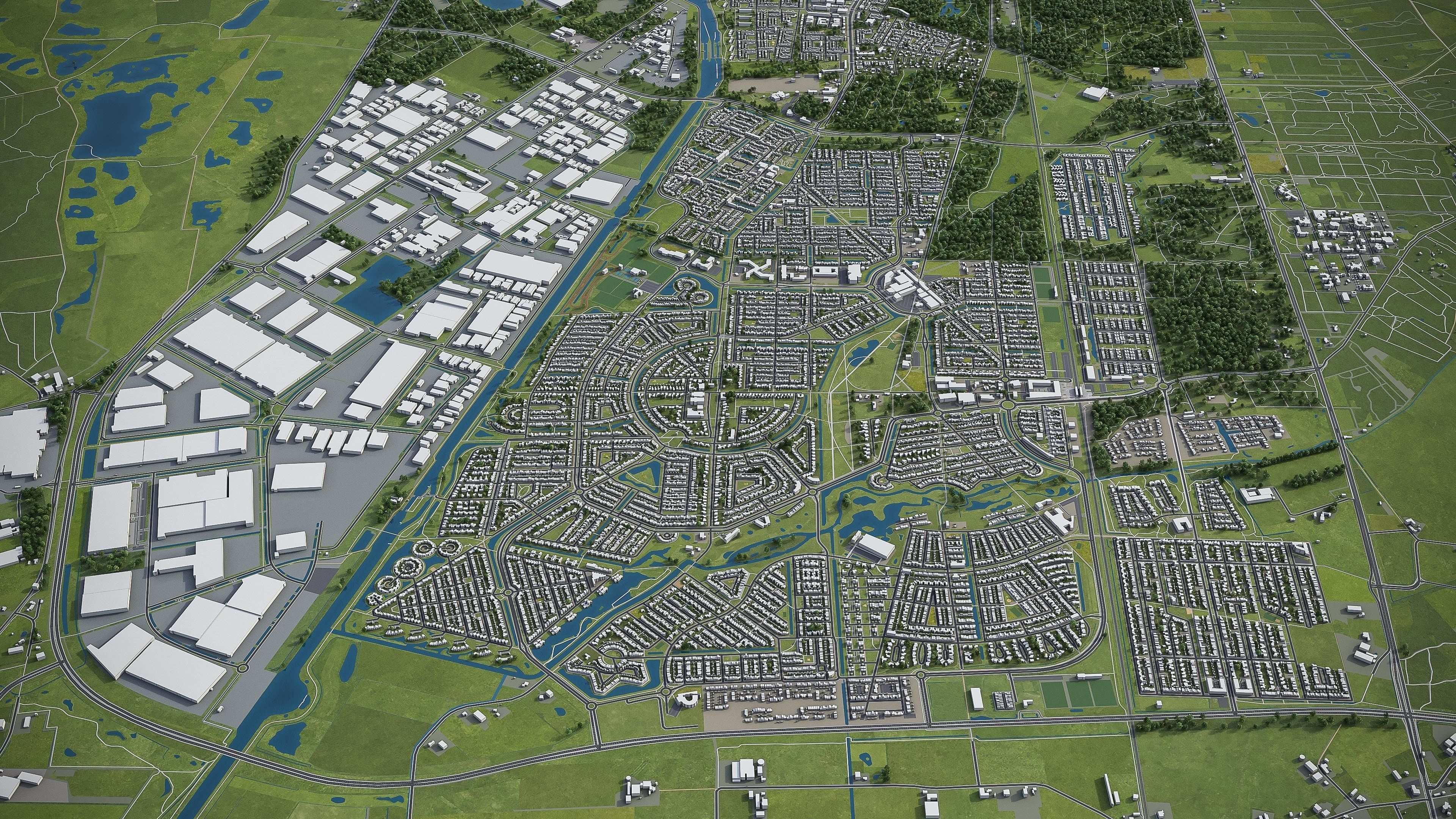 Breda and Tilburg - city and surroundings Low-poly 3D model_8